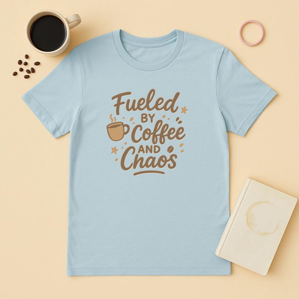 Coffee Lover Shirt Mom Life Tee – “Fueled by Coffee and Chaos” Graphic T-shirt