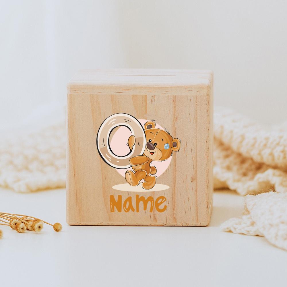 Personalized Money Box Initial with Name Wooden Money Boxes Child Coin Bank Birthday Holiday Gifts for Kids Coin Collection Case