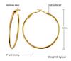 Wind stainless steel geometric large plain ring earrings plated with 18k gold simple earrings women's multi-specification 2mm, 4mm