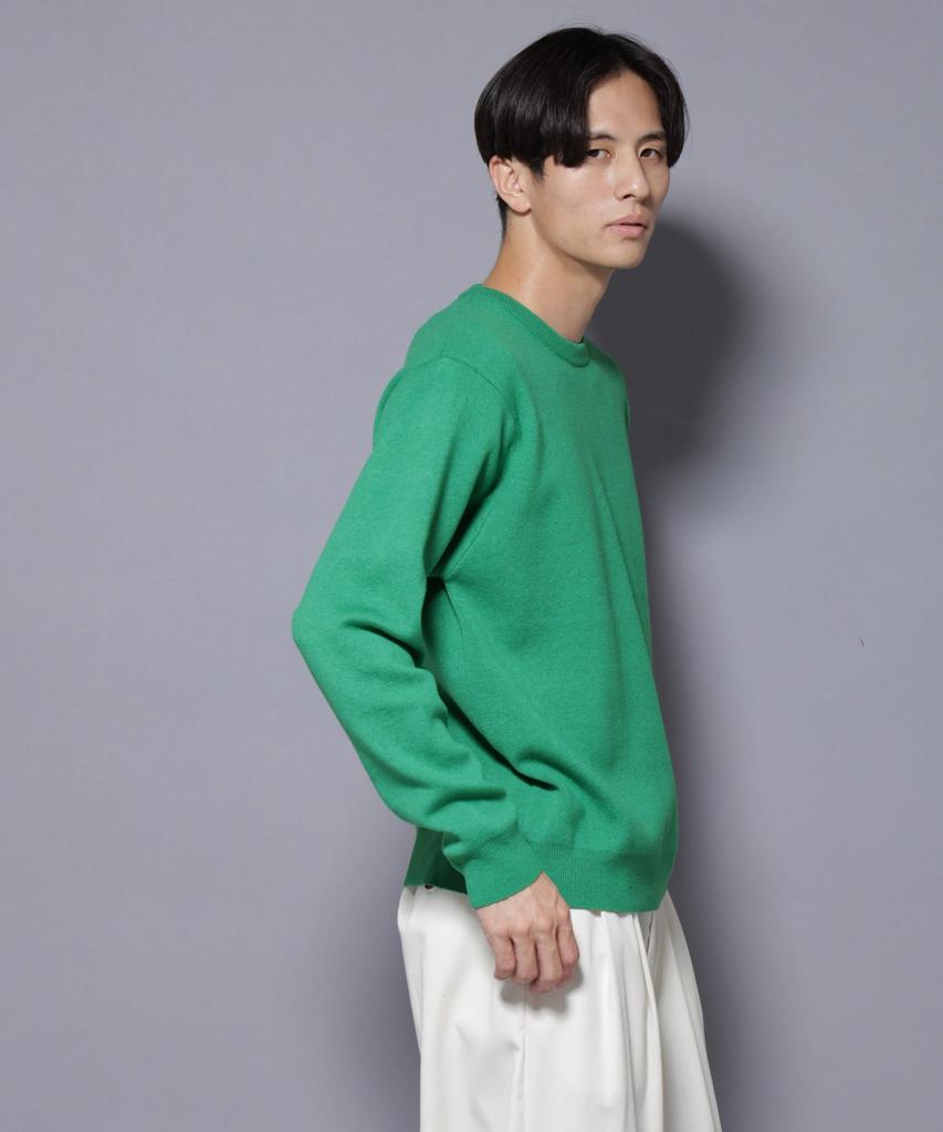 Nano Universe Silk Blend Crew Neck Size Knit, Men's, M, 140, Green, 672-5222227