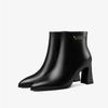 High-heeled Martin boots autumn and winter new pointed thick heel versatile velvet warm short boots women