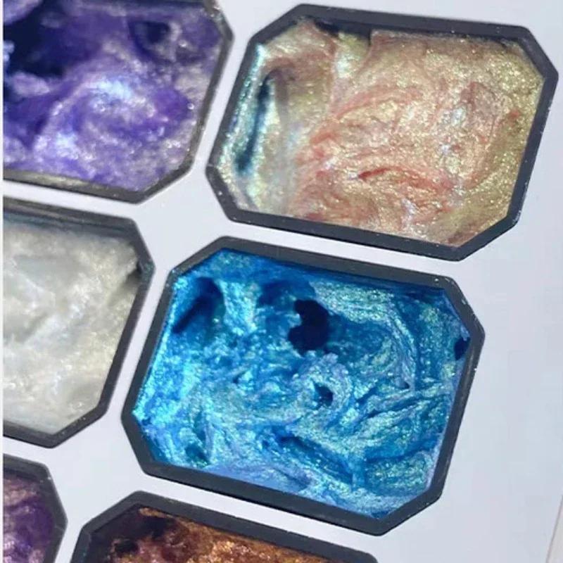 9 Grid Nail Solid Pigment Nail Art Decor Watercolor Manicure Metallic Paint Draw Chrome Glitter Powder Flowers Nails Fairy Power