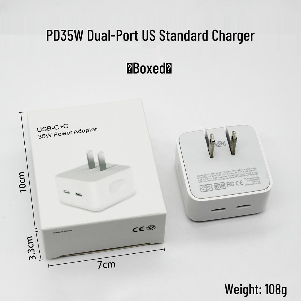 Universal Fast Charger 35W for Apple 14 - Foldable with Multi-Port, Compatible with UK, EU, and US Standards
