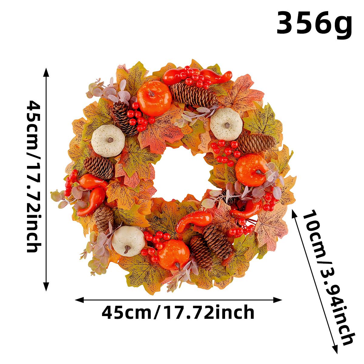 

Autumn Pumpkin Pinecone Wreath with Berry & Maple Leaves for Door & Wall Decor