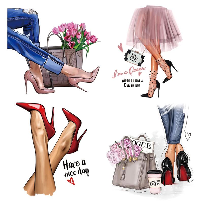 

Женские термопрессовые нашивки, футболка с аппликацией «сделай сам», наклейки на одежду, толстовки, Parches Ropa, термонашивка, обувь на высоком каблуке