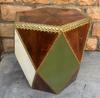 Wooden Coffee Table-India Central Home Decor Furniture-Hexagonal Side Table | Brass Inlay Accent Table | Geometric Boho End Table, Bedside