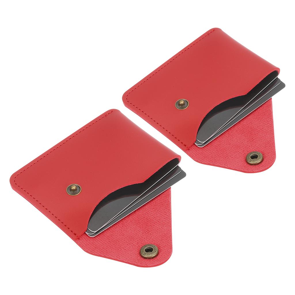 1/2Pcs Slim Leather Card Holder with Snap Closure Leather Front Pocket Wallet Card Case Holder for Men and Women Business Office