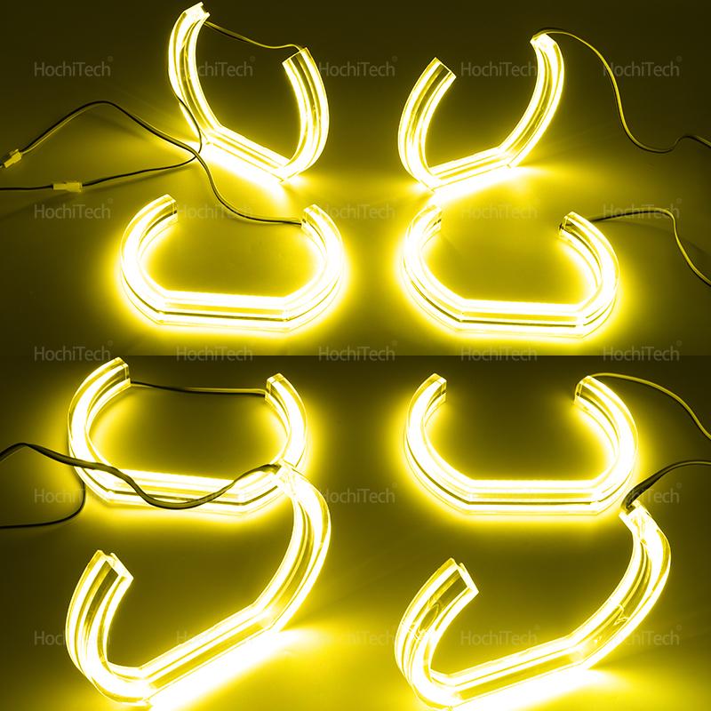 For BMW E46 Sedan 325i 325xi 330i 330xi with HID Headlights Day Light DRL Angel Eyes LED CSL Style Lemon Yellow Headlight Ring