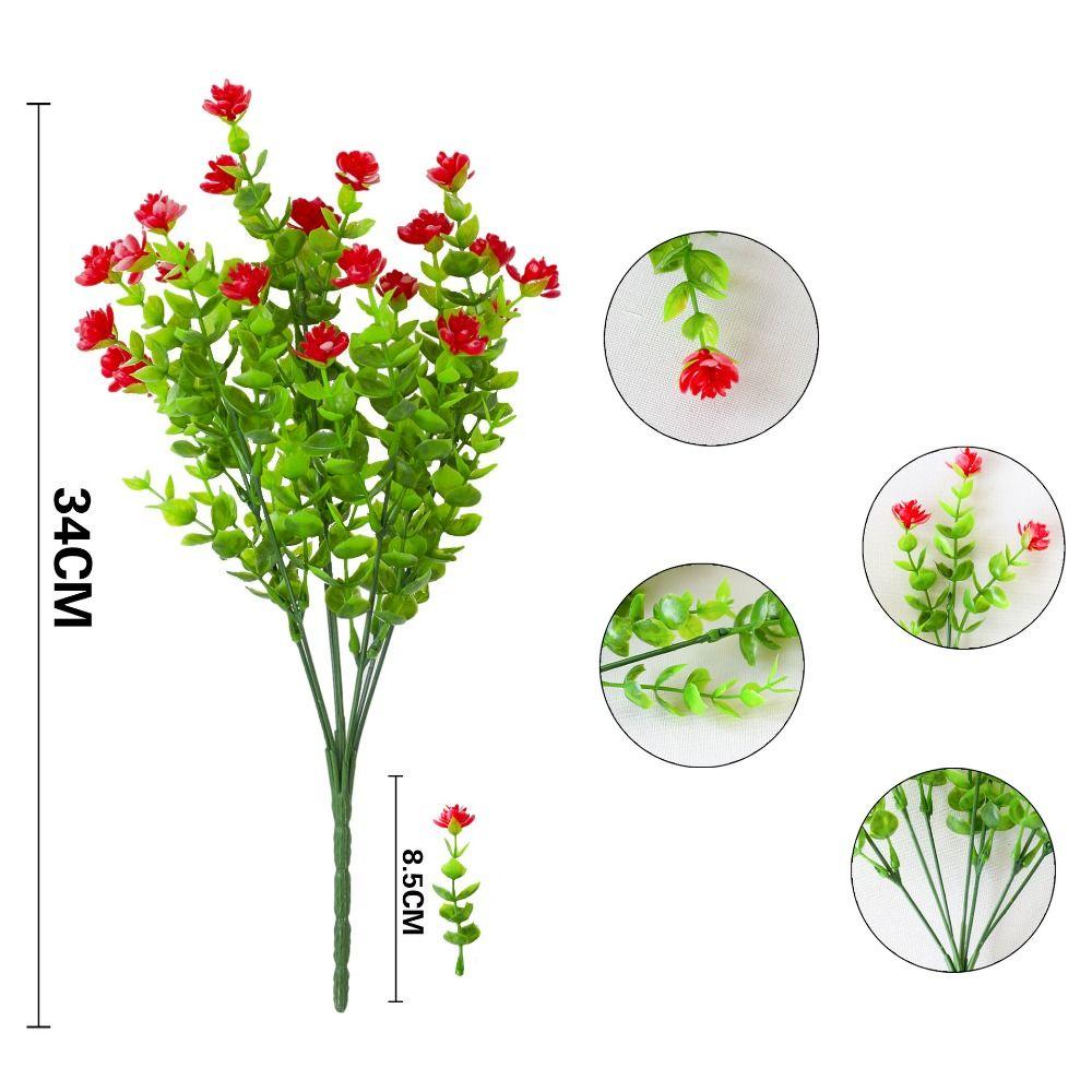 3 Bunch Multicolors Artificial Flowers Plastic 34cm Spring Grass Tea Flowers Realistic Simulation Floral Bouquets