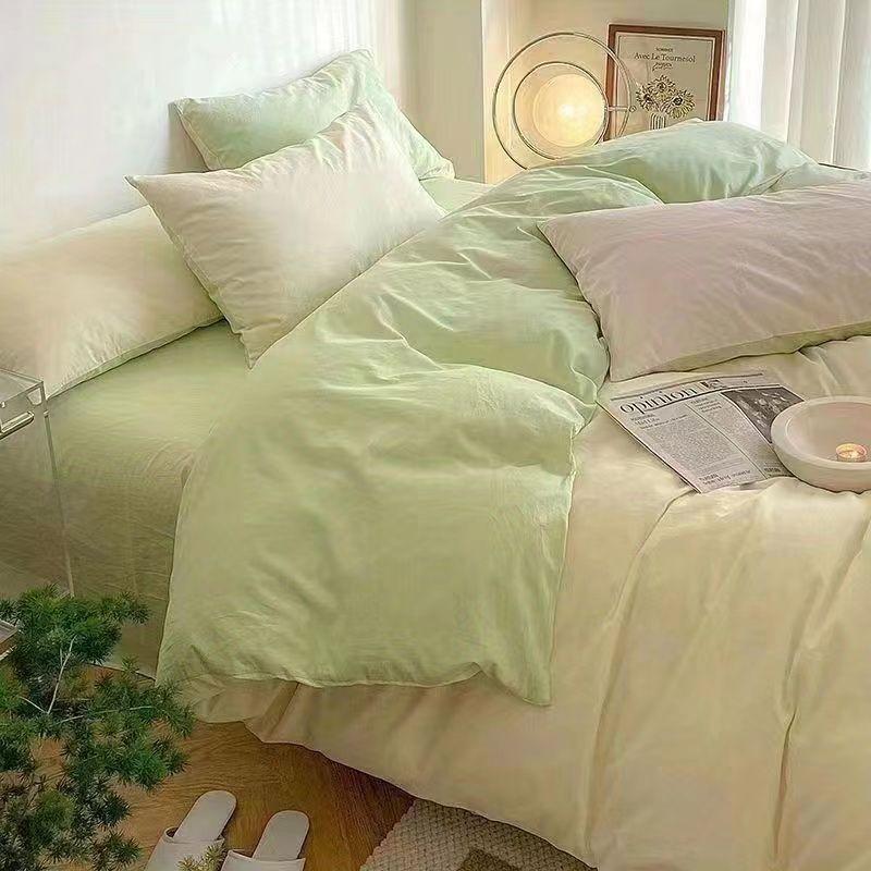 INS Nordic Pink Letter Bedding Set Four Pieces Quilt Cover Girls Women Autumn Winter Single Twin Full Queen Size Duvet Cover Set