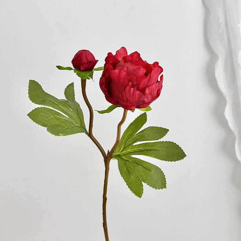 Pivoine rose artificielle à double tête pour la décoration de la maison, de l'hôtel ou de la photographie