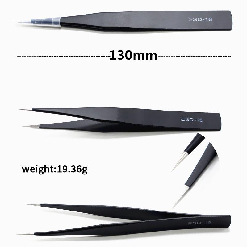 Precision Esd Anti-Static Tweezers Set -6-Pc Durable Stainless Steel Tool For Electronic Repair And Process Modeling, Bending&St