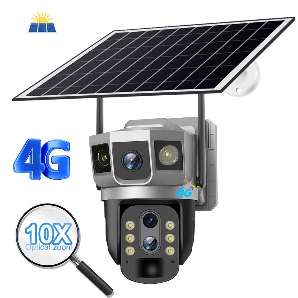 V380 Solar 10x Zoom Tri-Screen Full-Color Wireless Smart Outdoor Surveillance Camera