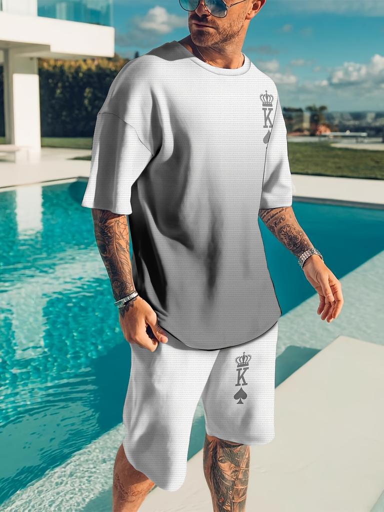 Casual Sports Suit Breathable Outdoor Men's T-shirt Shorts Summer 3D Printed Adult Suit