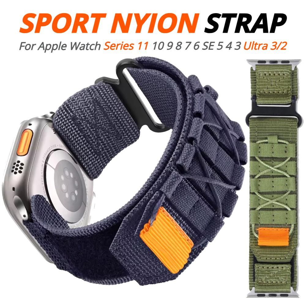 Wrist Strap For Apple Watch Ultra 3 49MM Nylon Tactical Sports band for iWatch Series 11 46mm 10 9 8 7 6 SE 5 4 45mm 44mm 42mm 40 41 38 Bracelet