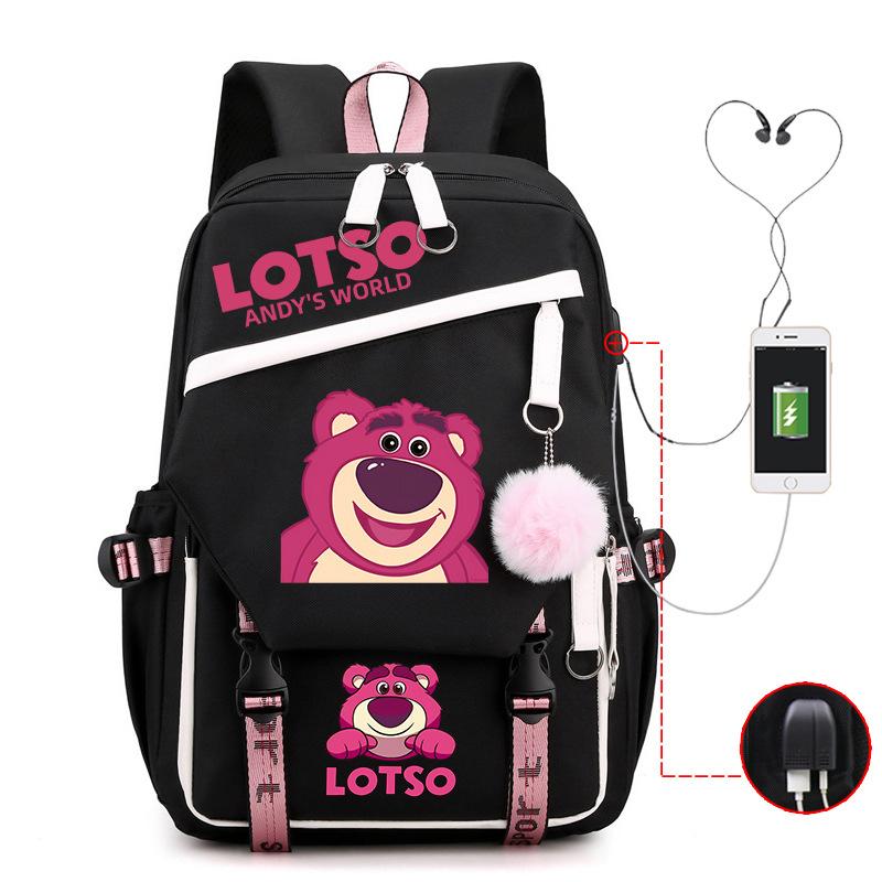 Cute Xiaoqing Strawberry Bear Peripheral High-Value Backpack Lightweight Student School Bag