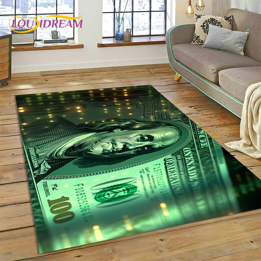 3D Rich Dollar Euro Pound Money Cartoon Carpet Rug for Bedroom Living Room Home Sofa Decoration,Children Large Decor Floor Mat