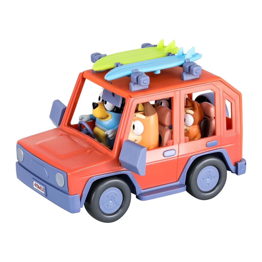 Bluey Heeler Family 4WD Vehicle and Figure Inch Figures with Surfboard Accessories and 2 17637 4-Pack 2.5-3 Stickers,