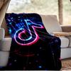 Neon Tiktok Logo Kunstdecke Outdoor Flanelldecke für Camping, Wandern, Gartenpartys, Picknick-Essentials, Geschenk für Familie und Freunde