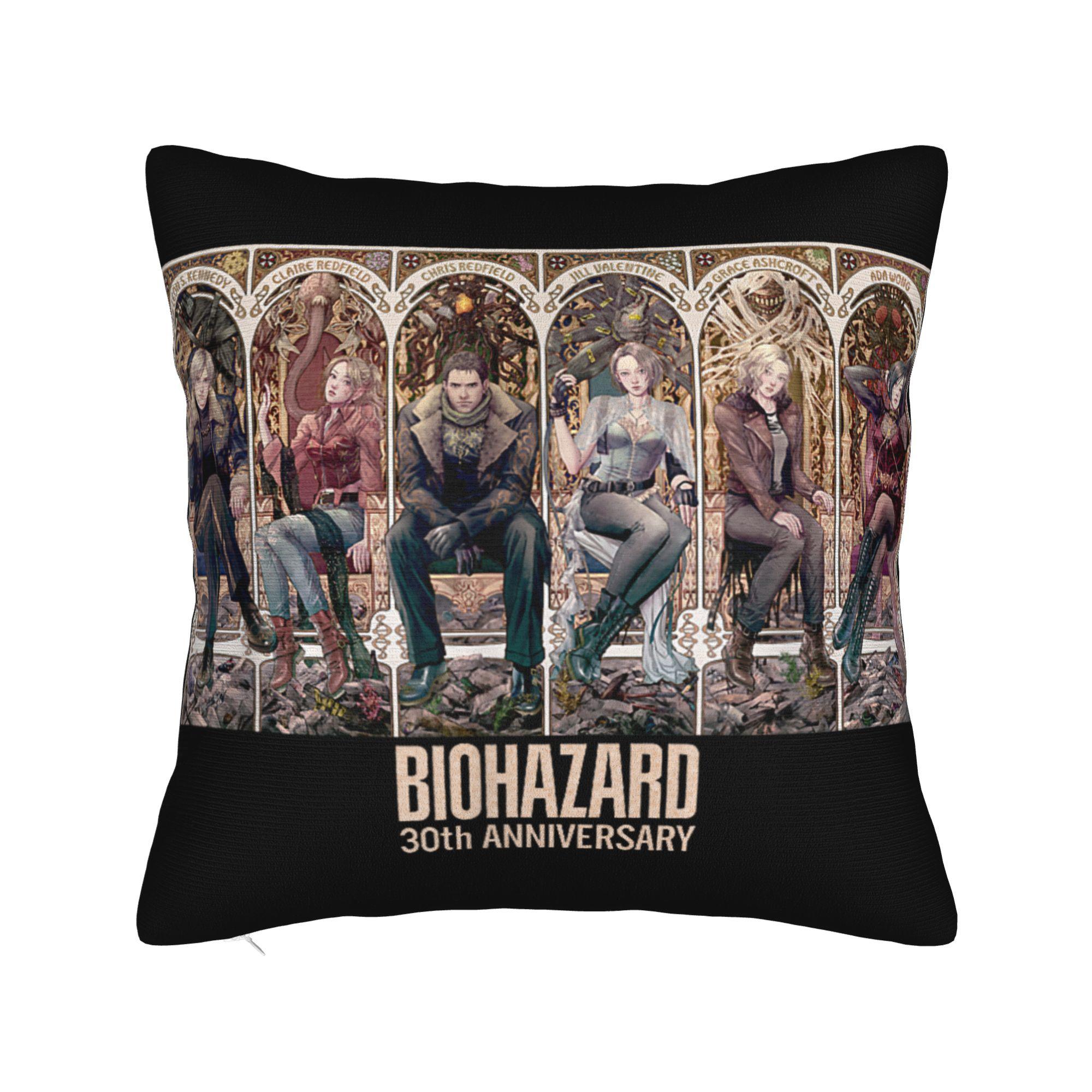 Resident Evil 30Th Anniversary Key Art Pillow Case Comfy Pillow Cover For Office Car Home Decor Fashion Pillowcases Peach skin 18*18(CM)-1Pcs