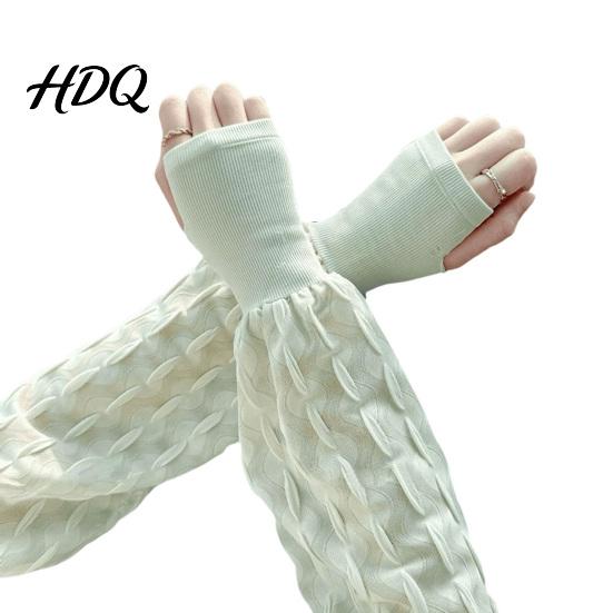Summer Arm Protection Cover 1 Pair Ice Silk Sleeves for Women UV Covers Breathable with Thumb Hole Loose Long Outdoor Cycling Anti Slip