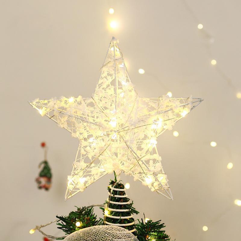 25CM Gold Luminous 3D Iron Star Christmas Tree Topper