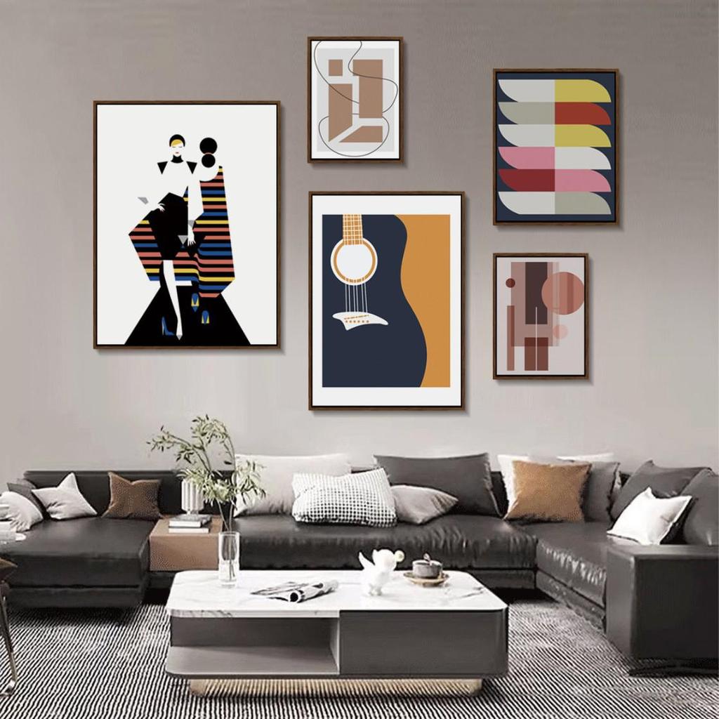 Nordic Minimalist Living Room Wall Art: Warm Sofa Background Decorative Painting Combination
