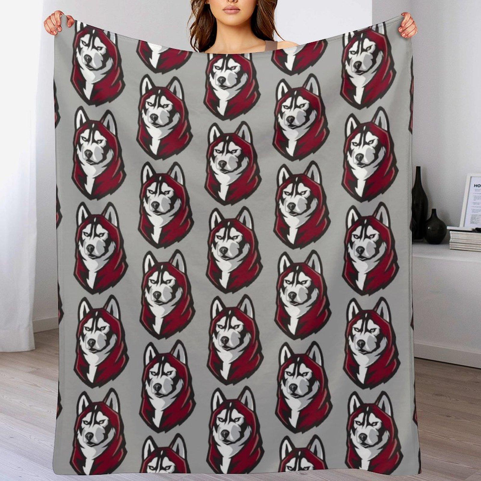 Bloomsburg Huskies Throw Blanket Lightweight Warm Blanket for Indoor Outdoor Use Size: 75*100cm, Weight: 230 GSM