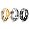 8MM Black Stainless Steel Zircon Ring with Full-Diamond Design for Couples