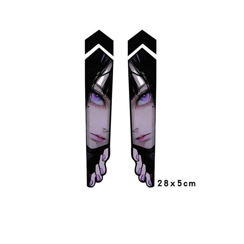 1 Paar Wasserdichte Dekoration Für Motorrad Gabelaufhängung Langlebige Vinyl-Aufkleber Peekendes Anime-Mädchen Motorrad-Aufkleber