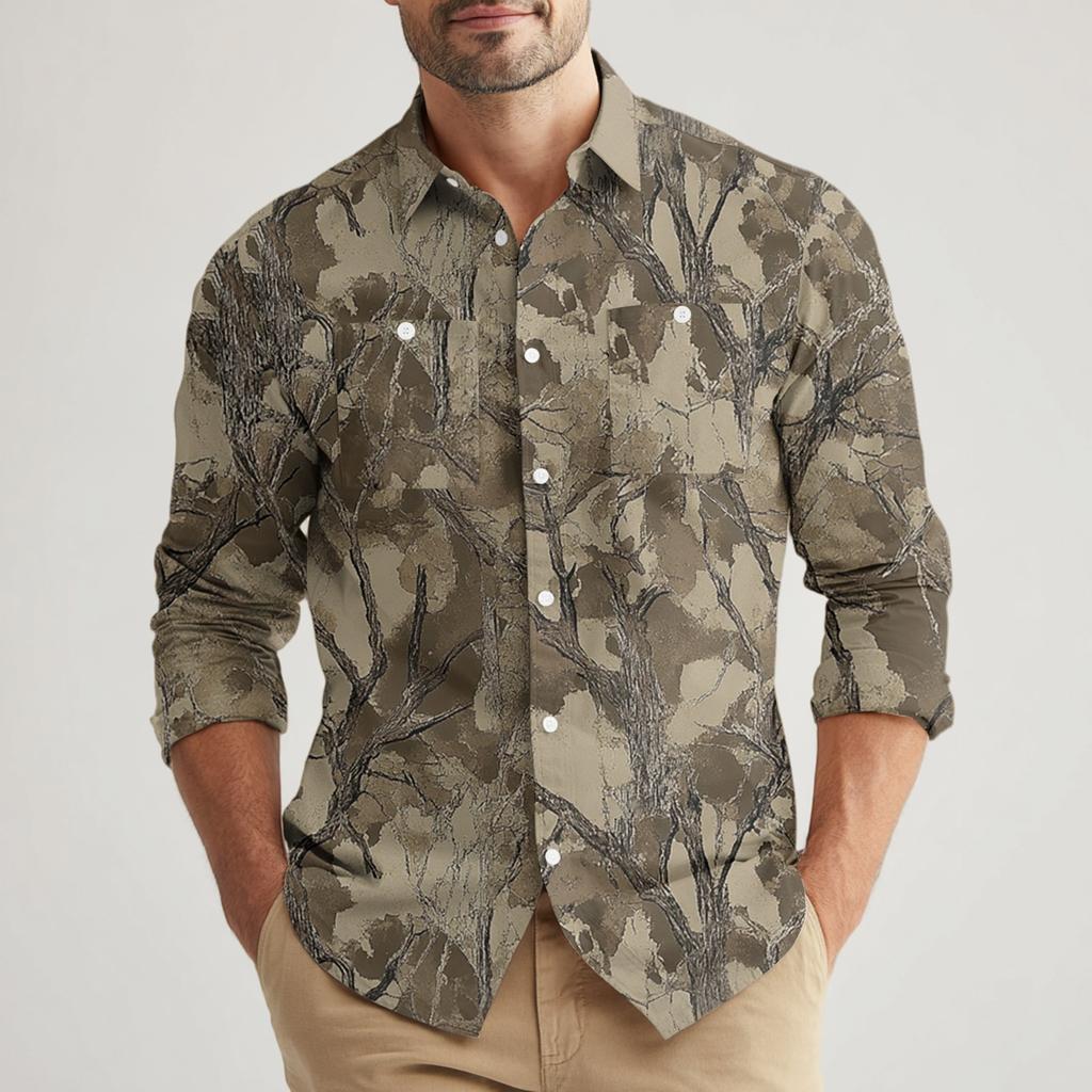 Men's Loose Classic Lapel Multi-pocket Industrial Work Shirt Top