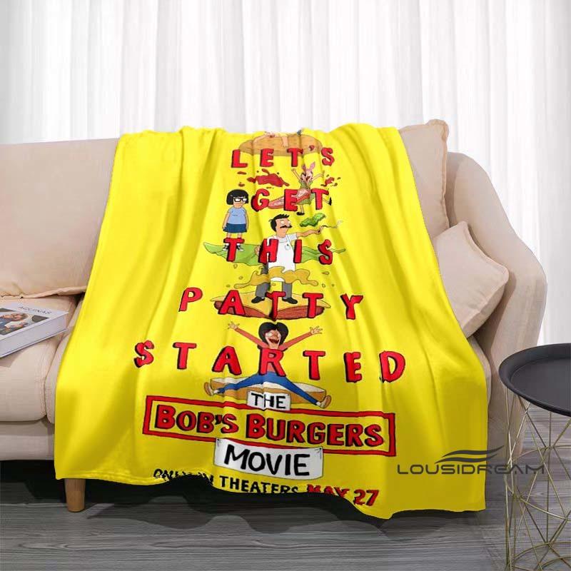 Happy Burger Shop cartoon print blanket. A warm and comfortable flannel blanket suitable for bedrooms, sofas, beds, chairs, picn