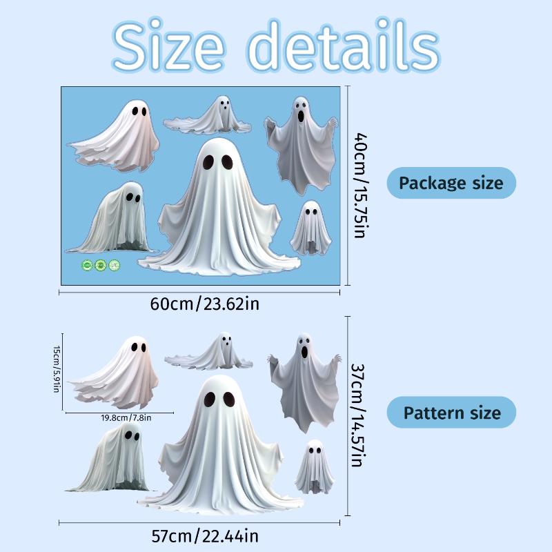 Halloween White Ghost Window Sticker Horror Themed Party Decoration Glass Electrostatic Sticker Festival Supplies Party Stickers