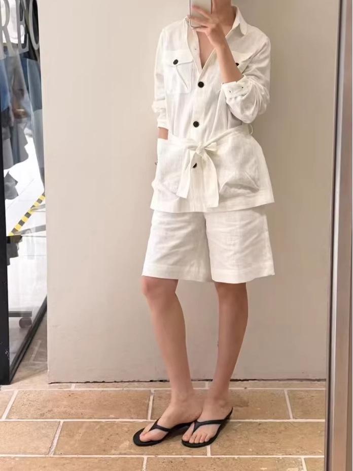 

DTWO Original Women s Thirteen Line Versatile Spring/Summer Capris Small белый