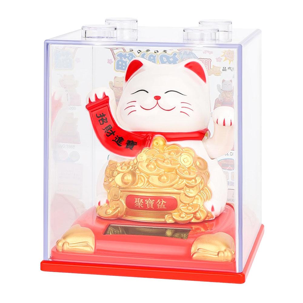 

Solar Powered Lucky Cat Figurine Waving Arm Car Dashboard Home Decoration Creative Gift, M Size C