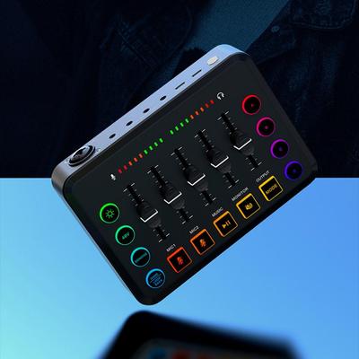 Podcast-Mixer RGB-Gaming-Audio-Mixer mit Bluetooth-Streaming XLR-Mikrofonschnittstelle Externe Soundkarte für PC mit Kanal
