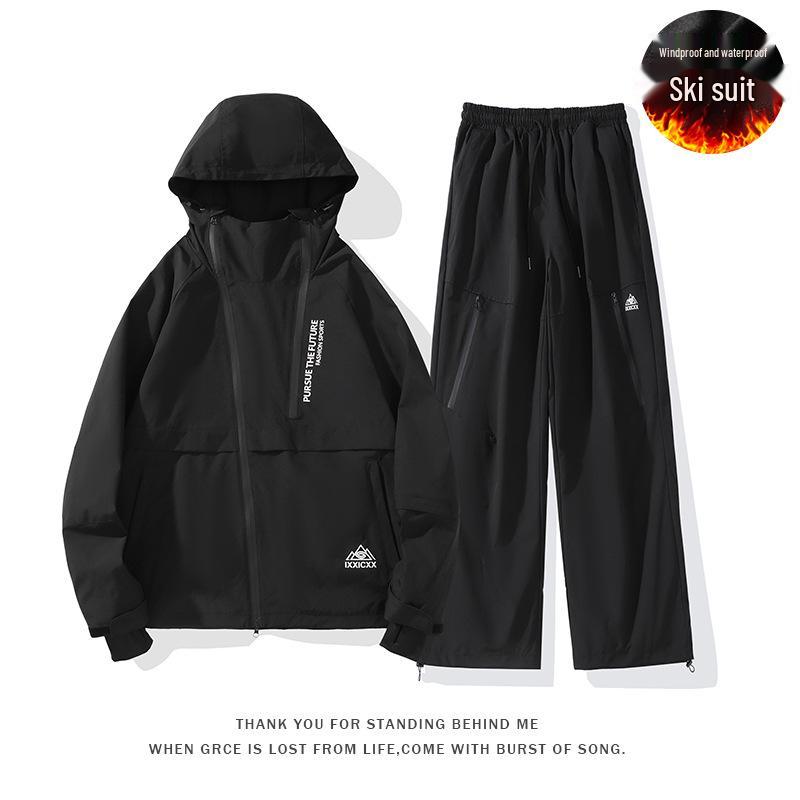 

Новый унисекс зимний лыжный костюм: Лыжная куртка и брюки M чёрный