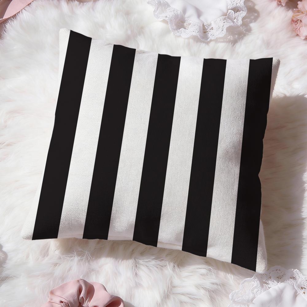 black and white Stripes Cushion Cover Premium Comfort Reversible Pillow Cove Two in One Design for Any Room  Car Interior