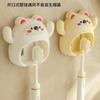 Toothbrush Holder Wall Mounted Non Drilling Cute Bear Design Bathroom Storage Rack Cartoon Style Organizer for Home Use