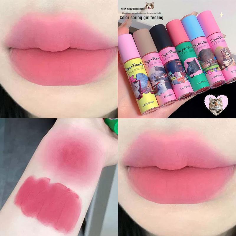 Cappuvini Cat Lip Mud: Matte Soft Mist Lip Cream - Affordable Student-Friendly Lipstick