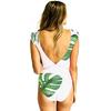 Wzburzyć Bikini Jednoczęściowy strój kąpielowy Kobiety Stroje kąpielowe Backless V-Neck Monokini Print Kostium kąpielowy