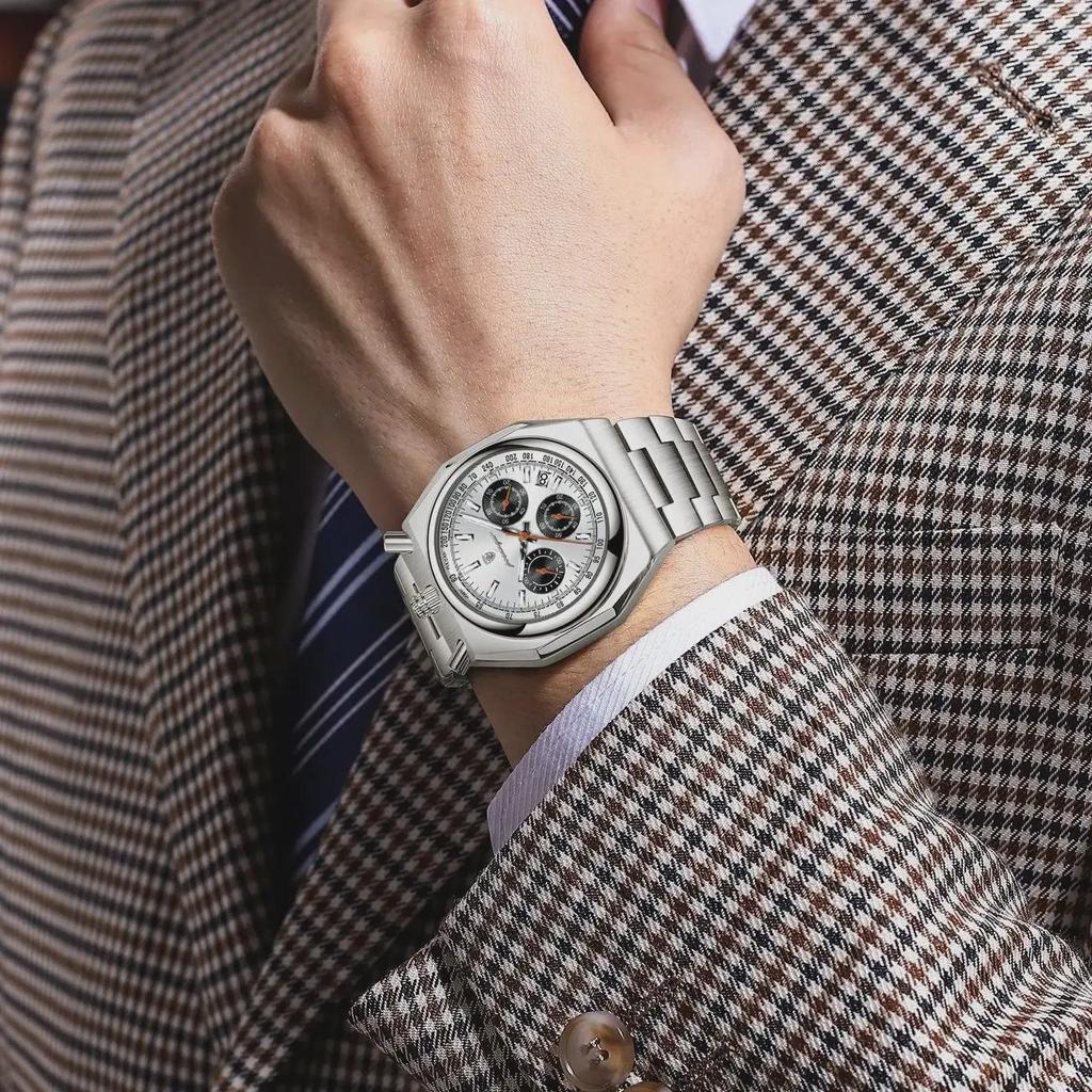 POEDAGAR Luxury Men's Watches Waterproof Stainless Steel Luminous Men Watch Date Chronograph Quartz Male Wristwatch