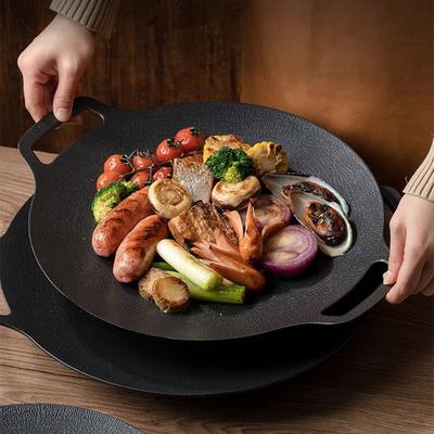 34CM Zewnętrzna Patelnia Grillowa do BBQ Nieprzywierająca Płyta do Pieczenia na Kuchence Koreańska Płyta Grillowa do Pieczenia Sprzęt Kempingowy