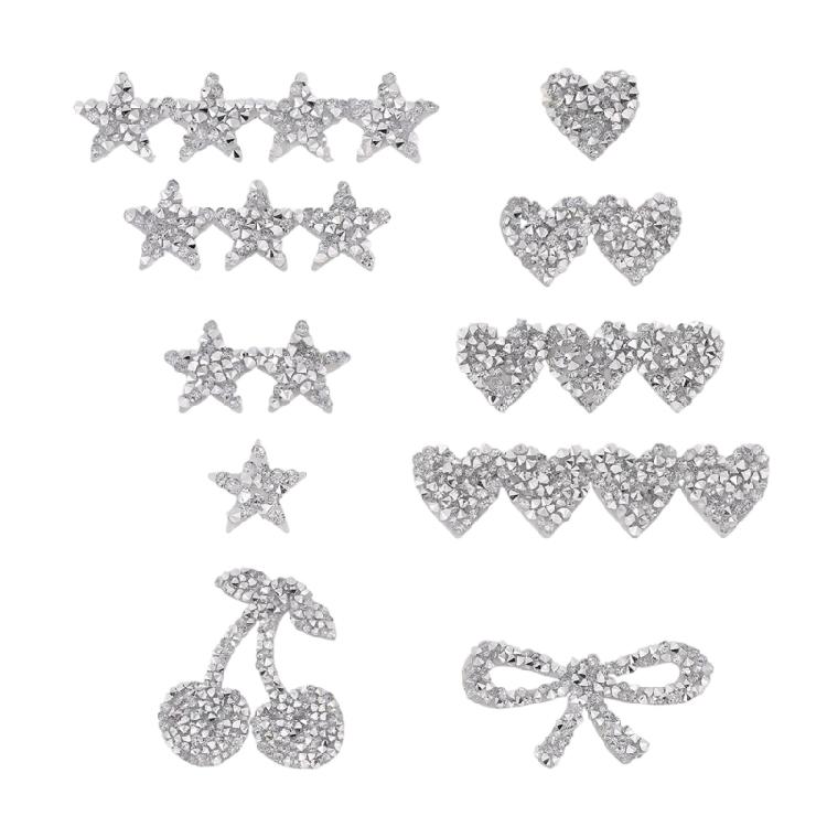 10 Pezzi Strass Scintillanti Termoadesivi Toppe a Forma di Cuore Stella Fiocco Toppe con Strass Per Cucito e Progetti di Sartoria
