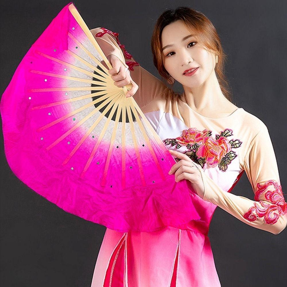 17/20cm Half Circle Silk Veil Pairs Chinese Short Bellydance Fan Multicolors Bamboo Fans