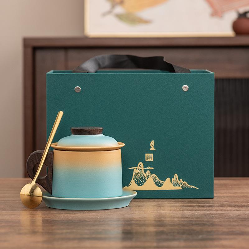 

Coarse pottery Japanese coffee cup set, cup saucer, high-end creative retro design sense, tea mug activity gift