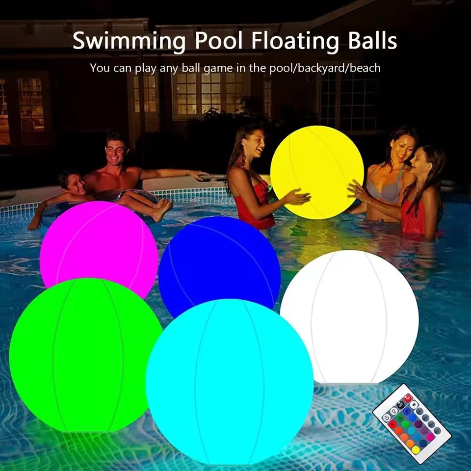 16 Colors Floating Pool Lights 90cm Large Inflatable Pool Beach Ball For Water Pool Party Outdoor Balloon LED Garden Ball Light