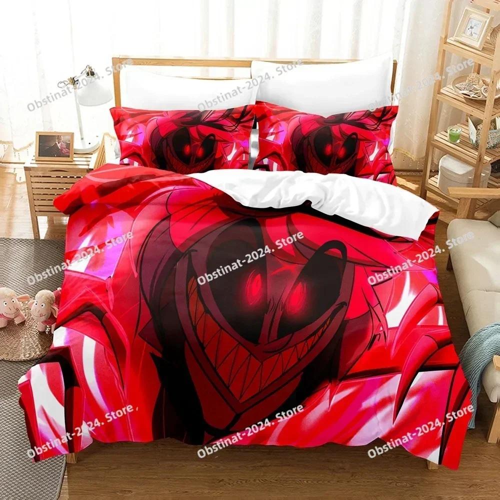Hazbinedel Duvet Cover Set Cartoon Charlie Vaggie Alastor AD Quilt Cover Pillowcase Set Bedding Set Full Queen King Size