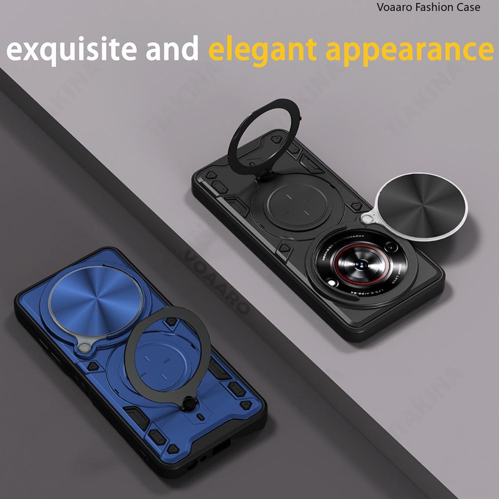 Rotate Slide Lens Funda for ZTE Nubia Focus 5G Armor Case for ZTE Blade A75 5G V60 Smart Case Magnetic Ring Stand Holder Cover