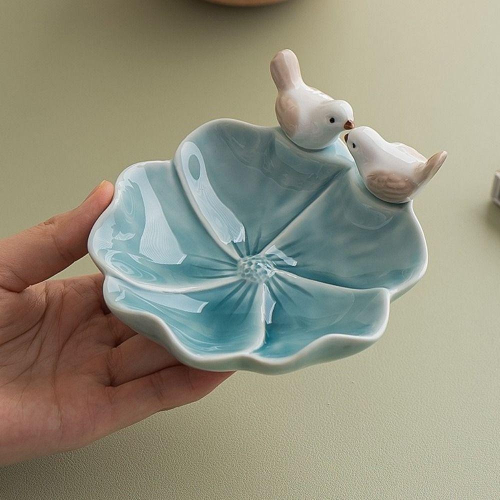 Floral Bird Shaped Pastry Plate Cute Tea Snack Fruit Tray Multi-functional Jewelry Tray  Vanity